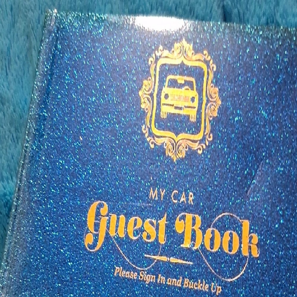 Blue Glitter Car Guest Book..Also have one in green.  Both Are New